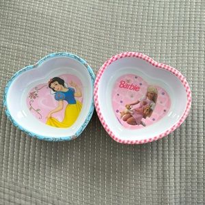 Snow White and Barbie collectible vintage bowls heart shaped by Zak Designs